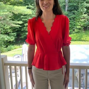 Red Topshop tie-waist top